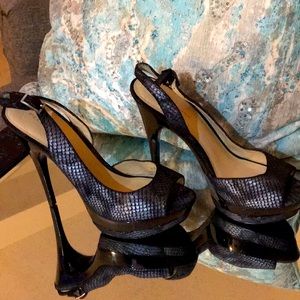 Snakeskin Black Stiletto Heels